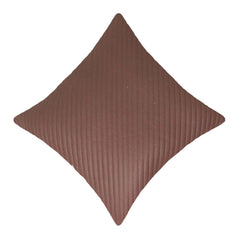 Brown Faux Leather Embroidered Cushion Cover 45x45 cm | Quilted Stitched Designer Throw Pillow Cover | Modern Decorative Cushion Cover with Hidden Zipper