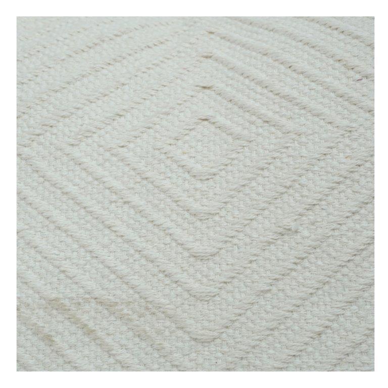 Handmade Cotton Cushion Cover 45x45 cm | Textured Geometric Tufted Design | Off-White Minimal Décor Pillow