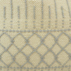 Boho Geometric Embroidered Polyester Cushion Cover 45x45 cm | Cream & Grey Textured Throw Pillow Cover
