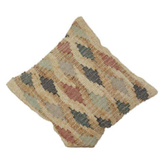 Handwoven Jute Cushion Cover – Multi Color Geometric Pattern | Rustic Boho Textured Throw Pillow Cover 18x18 Inch