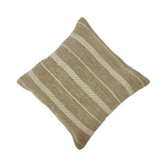 Handwoven Striped Cotton Cushion Cover | Beige Boho Throw Pillow Cover | 45x45 cm