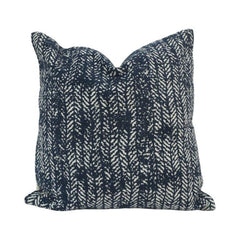 Navy Blue Jacquard Cotton Cushion Cover 45x45 cm | Woven Herringbone Pattern Decorative Pillow Cover