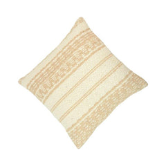 Handwoven Ivory & Natural Beige Textured Cotton Cushion Cover | 45x45 cm | Artisan Woven Throw Pillow
