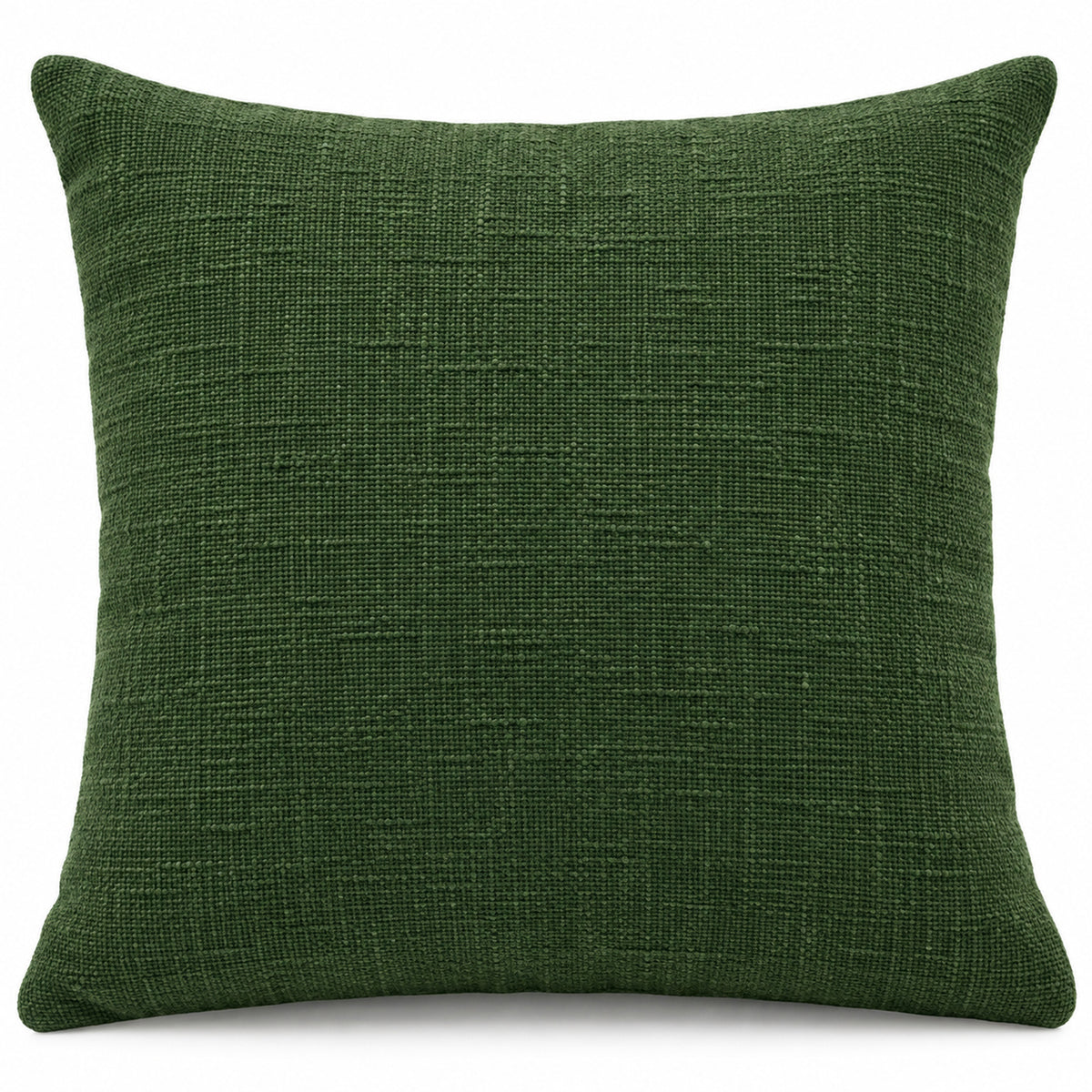Solid deep emerald green square decorative cushion cover with subtle surface texture