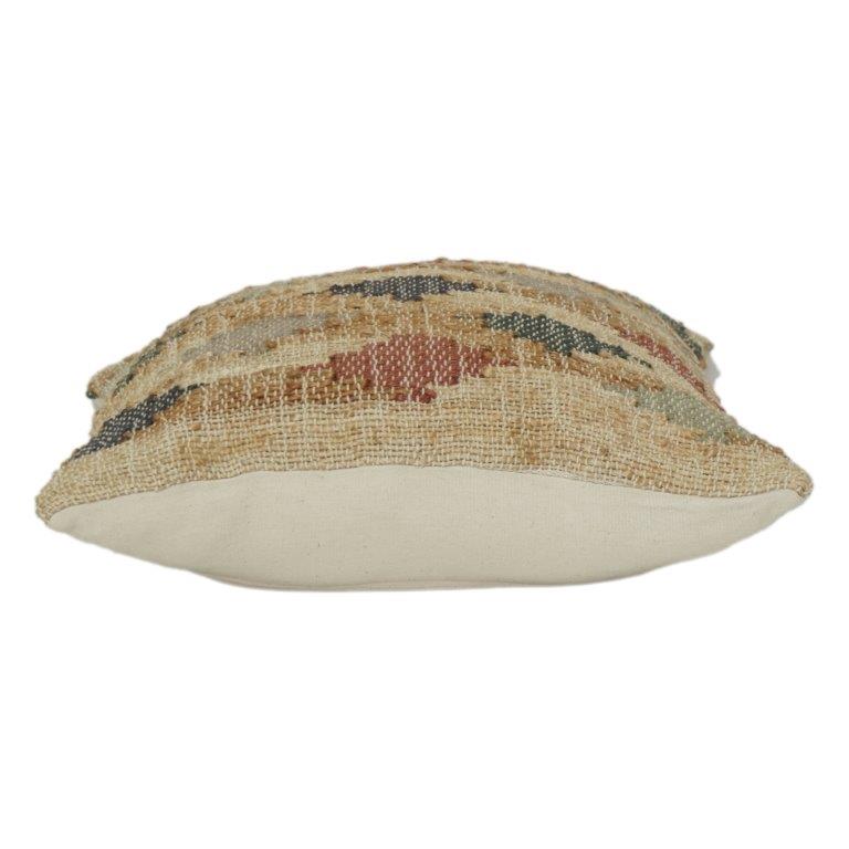 Handgewebter Jute-Kissenbezug – Mehrfarbiges Geometrisches Muster | Rustikaler Boho Strukturierter Dekokissenbezug 45x45 cm - Bulk manufacturer & supplier from Panipat, India