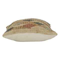 Handwoven Jute Cushion Cover – Multi Color Geometric Pattern | Rustic Boho Textured Throw Pillow Cover 18x18 Inch