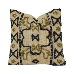 Handcrafted Jute Hand Woven Cushion Cover | Rustic Tribal Pattern | Natural Textured Throw Pillow Case | Boho Home Décor | 18x18 Inch