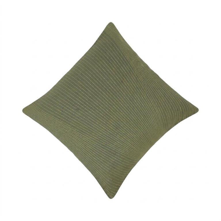 Sage Green Embroidered Cotton Cushion Cover | Textured Stripe Design | 45x45 cm - Bulk manufacturer & supplier from Panipat, India