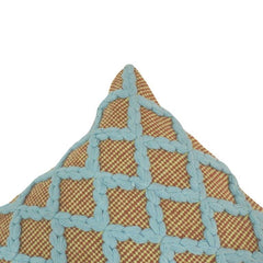 Handmade Diamond Weave Cotton Cushion Cover 45x45 cm | Textured Embroidered Throw Pillow Cover | Blue & Beige Decorative Cushion