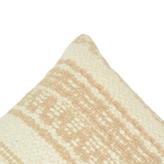 Handwoven Ivory & Natural Beige Textured Cotton Cushion Cover | 45x45 cm | Artisan Woven Throw Pillow