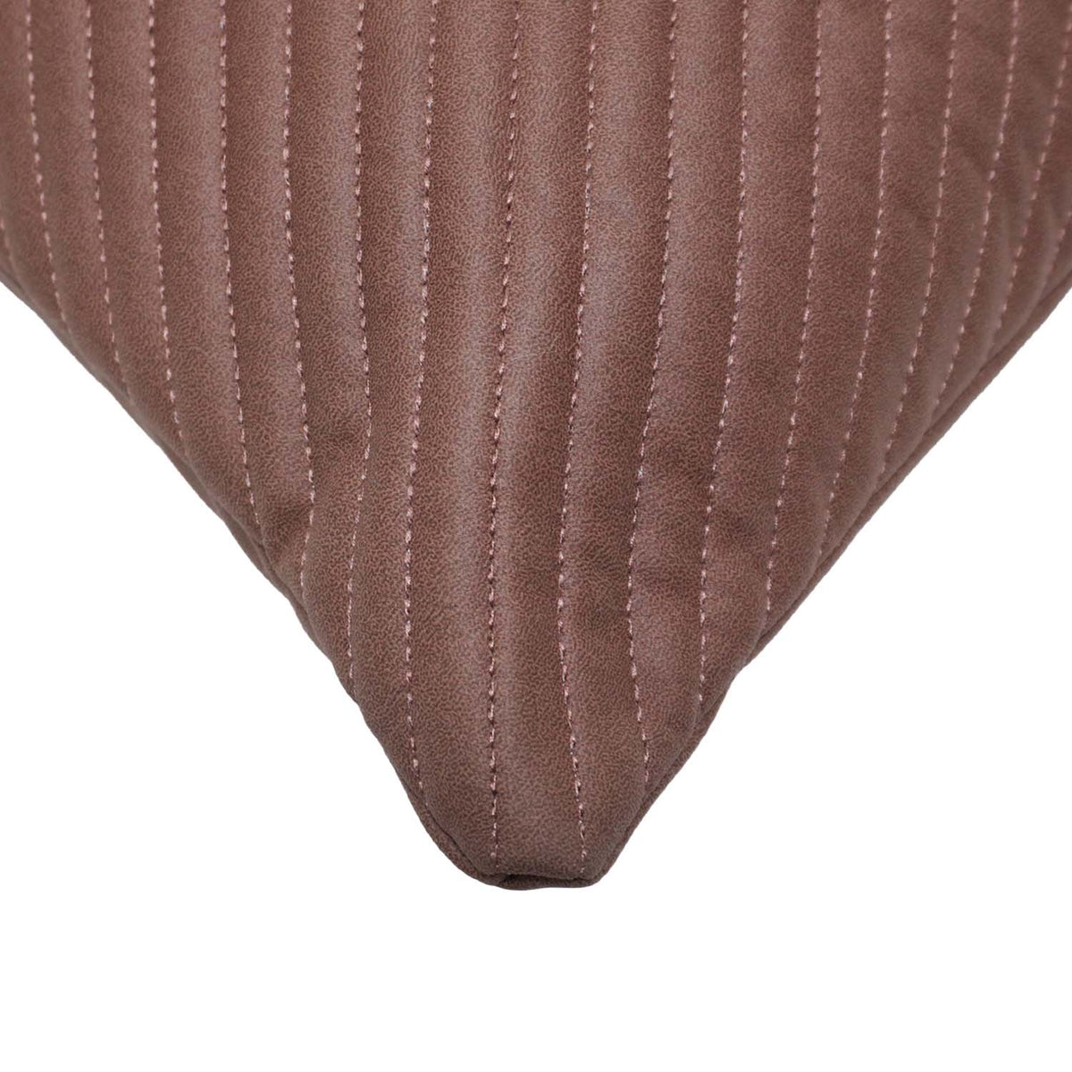 Brown Faux Leather Embroidered Cushion Cover 45x45 cm | Quilted Stitched Designer Throw Pillow Cover | Modern Decorative Cushion Cover with Hidden Zipper - Bulk manufacturer & supplier from Panipat, India