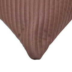 Brown Faux Leather Embroidered Cushion Cover 45x45 cm | Quilted Stitched Designer Throw Pillow Cover | Modern Decorative Cushion Cover with Hidden Zipper