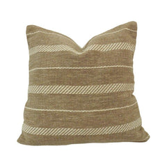 Handwoven Striped Cotton Cushion Cover | Beige Boho Throw Pillow Cover | 45x45 cm