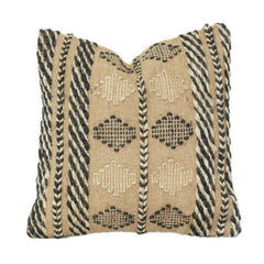 Handgewebter Kissenbezug aus Jute mit Tribal-Streifen und geometrischem Muster | Rustikaler Boho Dekokissenbezug | 45x45 cm