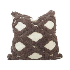 Handcrafted Tufted Cotton Cushion Cover 45x45 cm | Geometric Diamond Pattern | Textured Boho Throw Pillow Cover