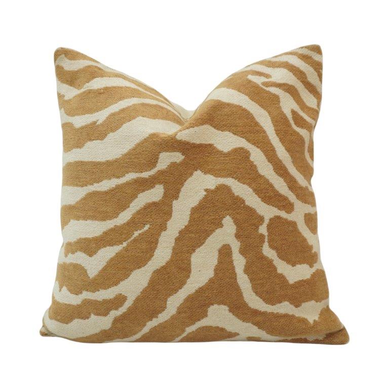 Jacquard Zebra Pattern Cushion Cover 45x45 cm | Textured Woven Decorative Throw Pillow Cover in Beige & Ivory - Bulk manufacturer & supplier from Panipat, India