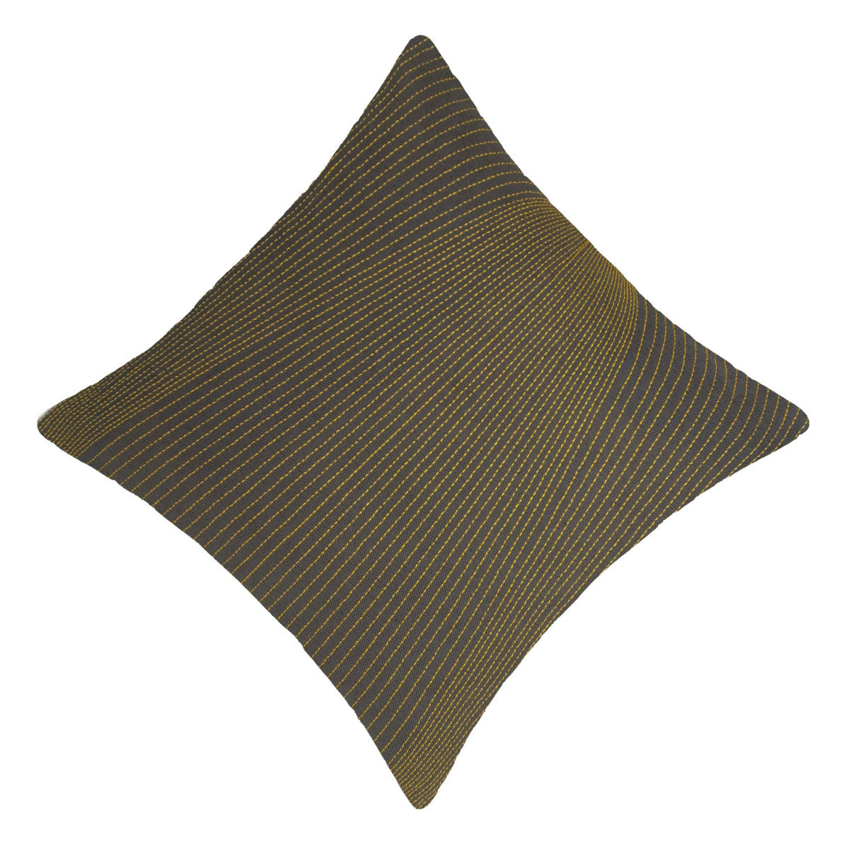 Charcoal grey and mustard striped machine embroidered cushion cover 45x45 cm