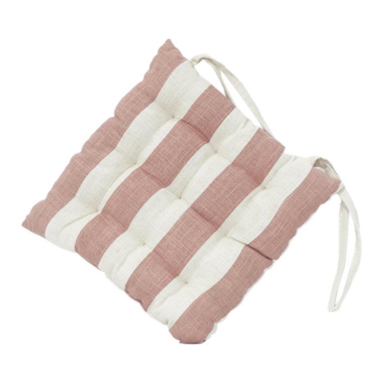 Striped Cotton Chair Pad Cushion with Tie Straps – 40x40 cm Soft Quilted Seat Pad for Dining Chairs & Home Décor - Bulk manufacturer & supplier from Panipat, India