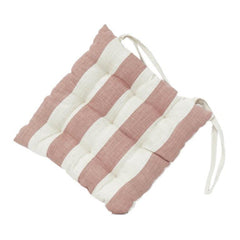 Striped Cotton Chair Pad Cushion with Tie Straps – 40x40 cm Soft Quilted Seat Pad for Dining Chairs & Home Décor