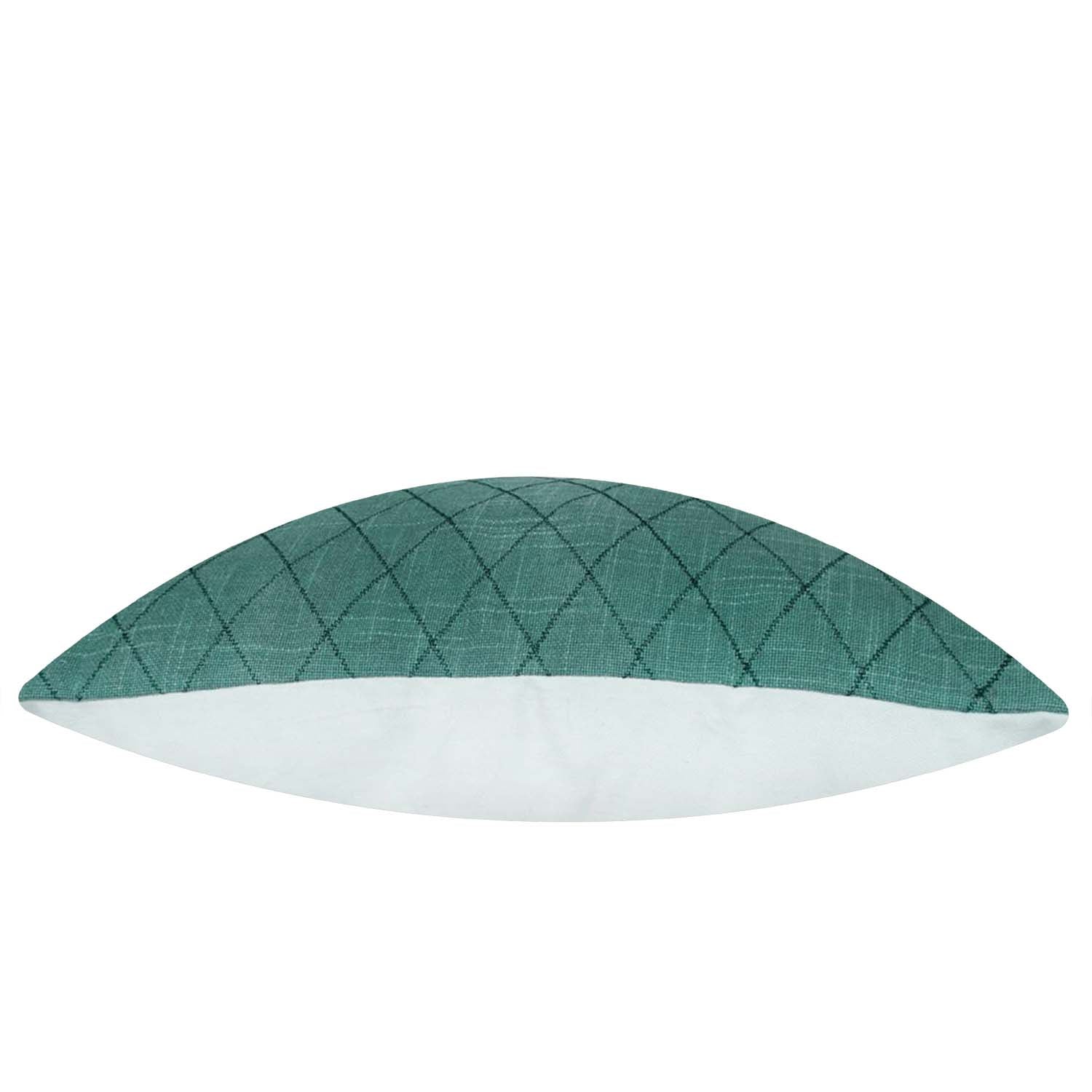 Machine Embroidered Cotton Cushion Cover – Teal Diamond Lattice Pattern, 45 x 45 cm