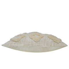 Hand Tufted Cotton Cushion Cover 45x45 cm | Geometric Textured Throw Pillow Cover | Cream Boho Decorative Cushion Cover with Hidden Zipper | 18x18 Inch