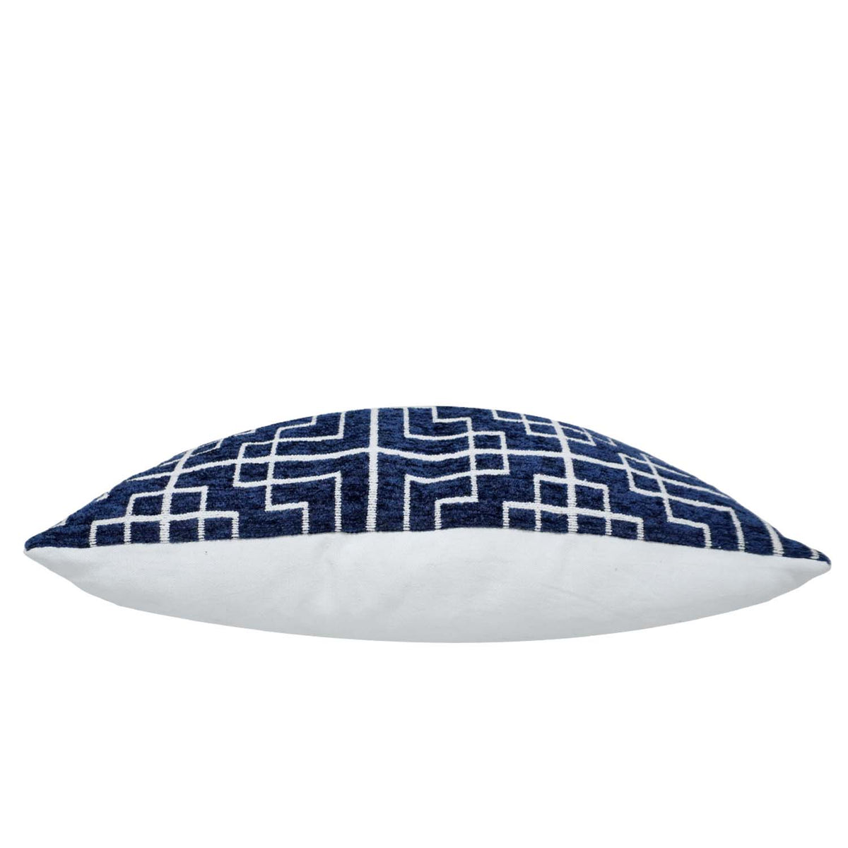 Handwoven Jacquard Cotton Cushion Cover 45x45 cm | Blue & White Geometric Pattern | Decorative Square Throw Pillow Cover | Hidden Zipper | Modern Home Décor - Bulk manufacturer & supplier from Panipat, India