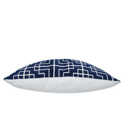 Handwoven Jacquard Cotton Cushion Cover 45x45 cm | Blue & White Geometric Pattern | Decorative Square Throw Pillow Cover | Hidden Zipper | Modern Home Décor