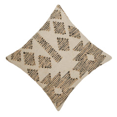 Handwoven Cotton Jute Cushion Cover 45x45 cm | Geometric Tribal Pattern | 80% Cotton 20% Jute | Boho Decorative Throw Pillow Cover with Hidden Zipper