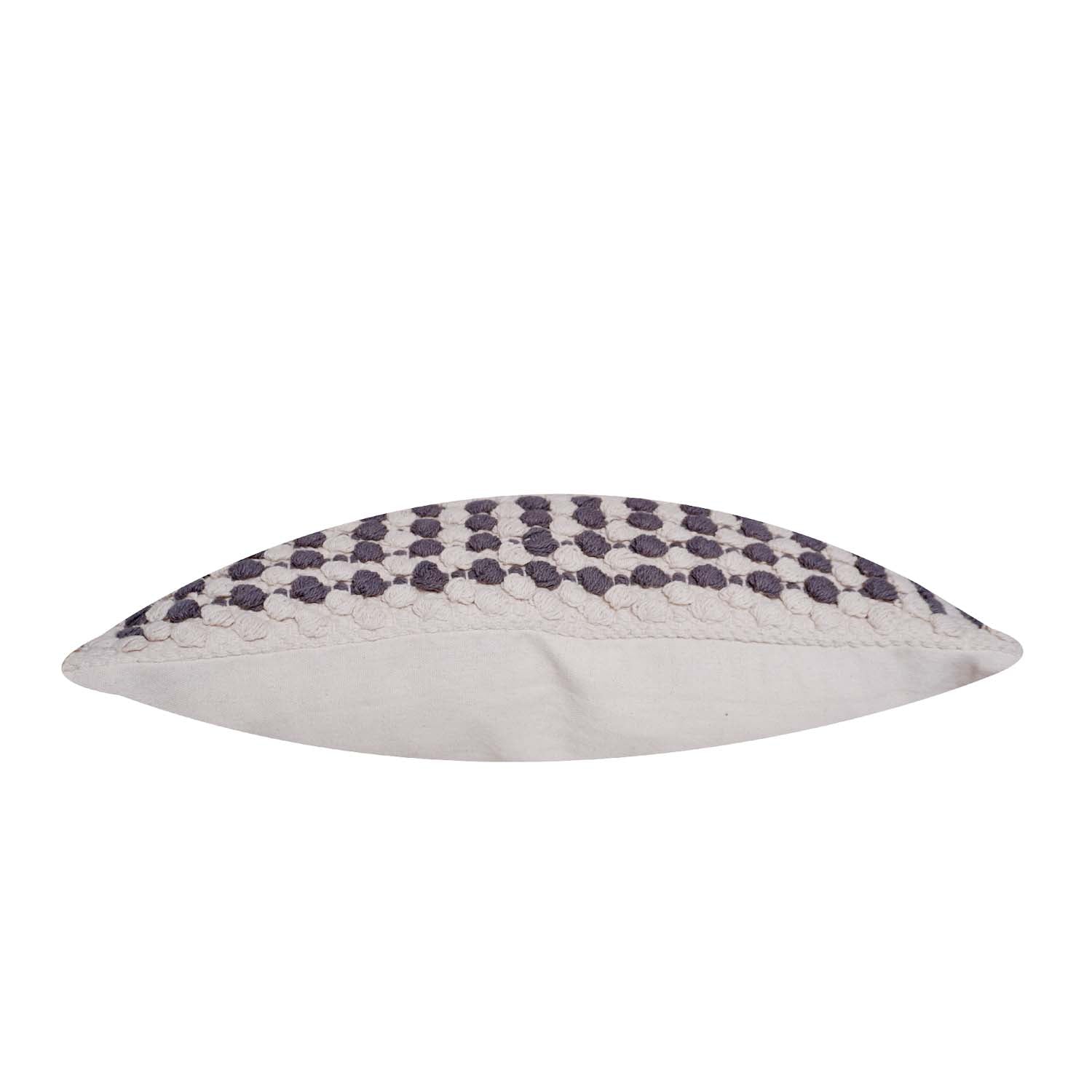 Handwoven Boho Fringe Cushion Cover 45x45 cm | Cotton & Polyester Textured Geometric Throw Pillow Cover | Grey & Ivory Decorative Cushion Cover