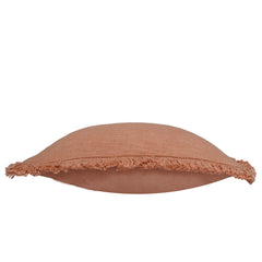Solid Peach Cotton Cushion Cover with Fringe Edges | 100% Cotton Decorative Throw Pillow Cover | 45 x 45 cm (18 x 18 Inch)
