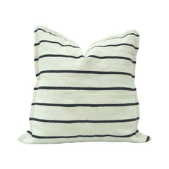 Handmade Striped Cotton Cushion Cover 45x45 cm | Black & Ivory Woven Throw Pillow Cover | Minimal Boho Home Décor