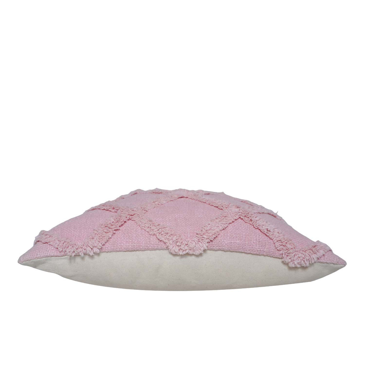 Handmade Tufted Cotton Cushion Cover 45x45 cm | Soft Pink Geometric Diamond Pattern | Decorative Throw Pillow Cover | Hidden Zipper | Boho Modern Home Décor (Cover Only) - Bulk manufacturer & supplier from Panipat, India