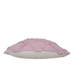 Handmade Tufted Cotton Cushion Cover 45x45 cm | Soft Pink Geometric Diamond Pattern | Decorative Throw Pillow Cover | Hidden Zipper | Boho Modern Home Décor (Cover Only)