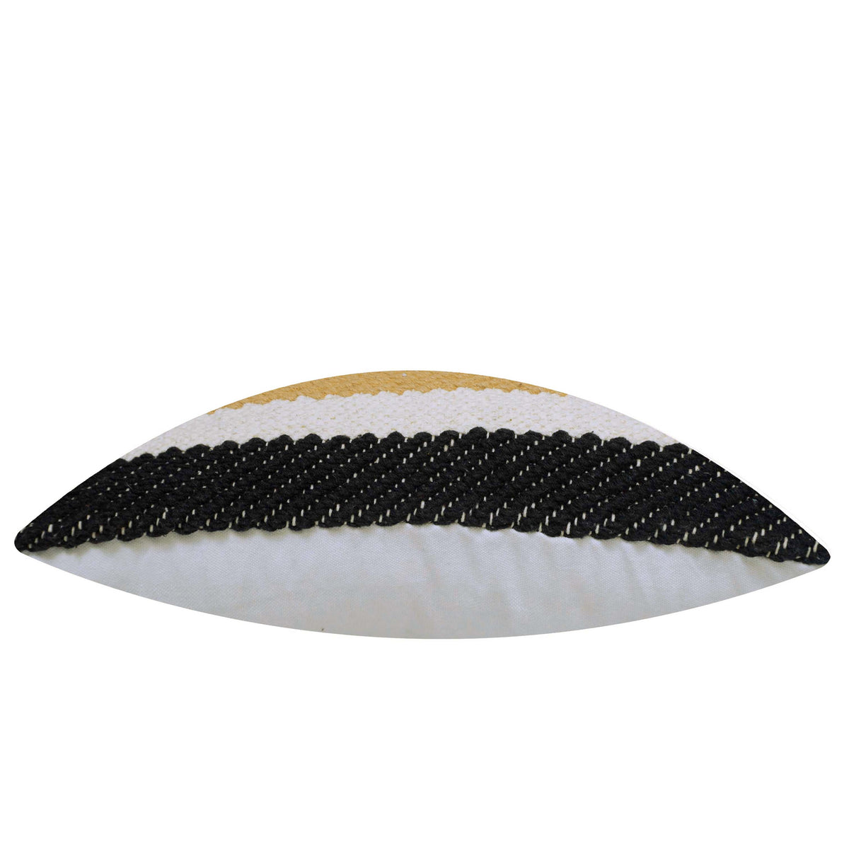 Black mustard and ivory textured striped handwoven cotton cushion cover 45x45 cm