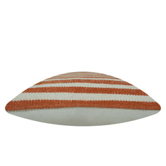 Handwoven Cotton Striped Cushion Cover 45x45 cm | Woven Textured Throw Pillow Cover | Rust & Ivory Decorative Cushion Cover | Hidden Zipper | 18x18 Inch