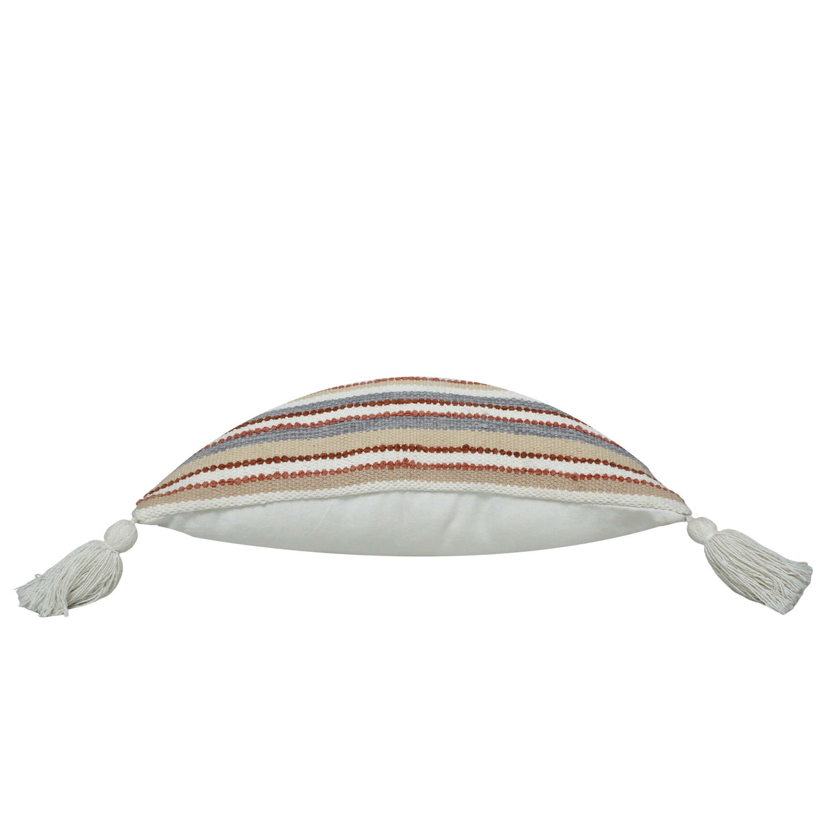 Handwoven Striped Cotton Cushion Cover with Tassels | 45x45 cm | Boho Decorative Throw Pillow Cover | Hidden Zip | Sofa & Living Room Décor