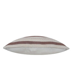 Handwoven Cotton Cushion Cover 45x45 cm | Ivory & Brown Woven Stripe Design | Handmade Decorative Throw Pillow Cover | Boho Farmhouse Home Décor