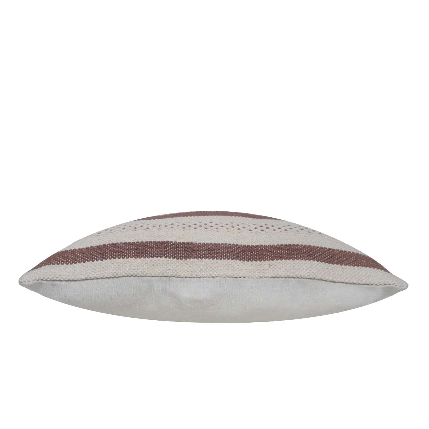 Handwoven Cotton Cushion Cover 45x45 cm | Ivory & Brown Woven Stripe Design | Handmade Decorative Throw Pillow Cover | Boho Farmhouse Home Décor