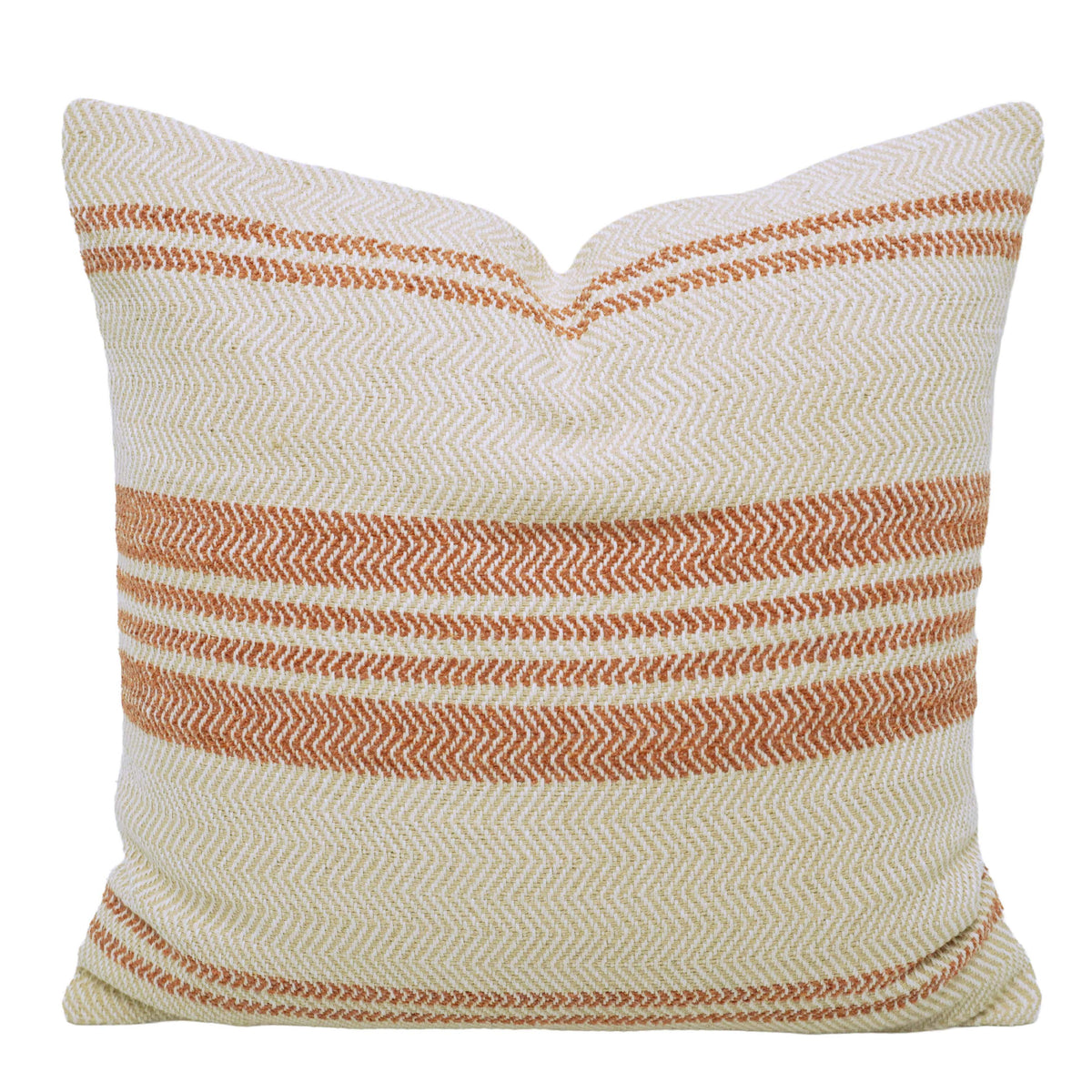 Handwoven Cream & Rust Zigzag Pattern Cushion Cover – 45 x 45 cm