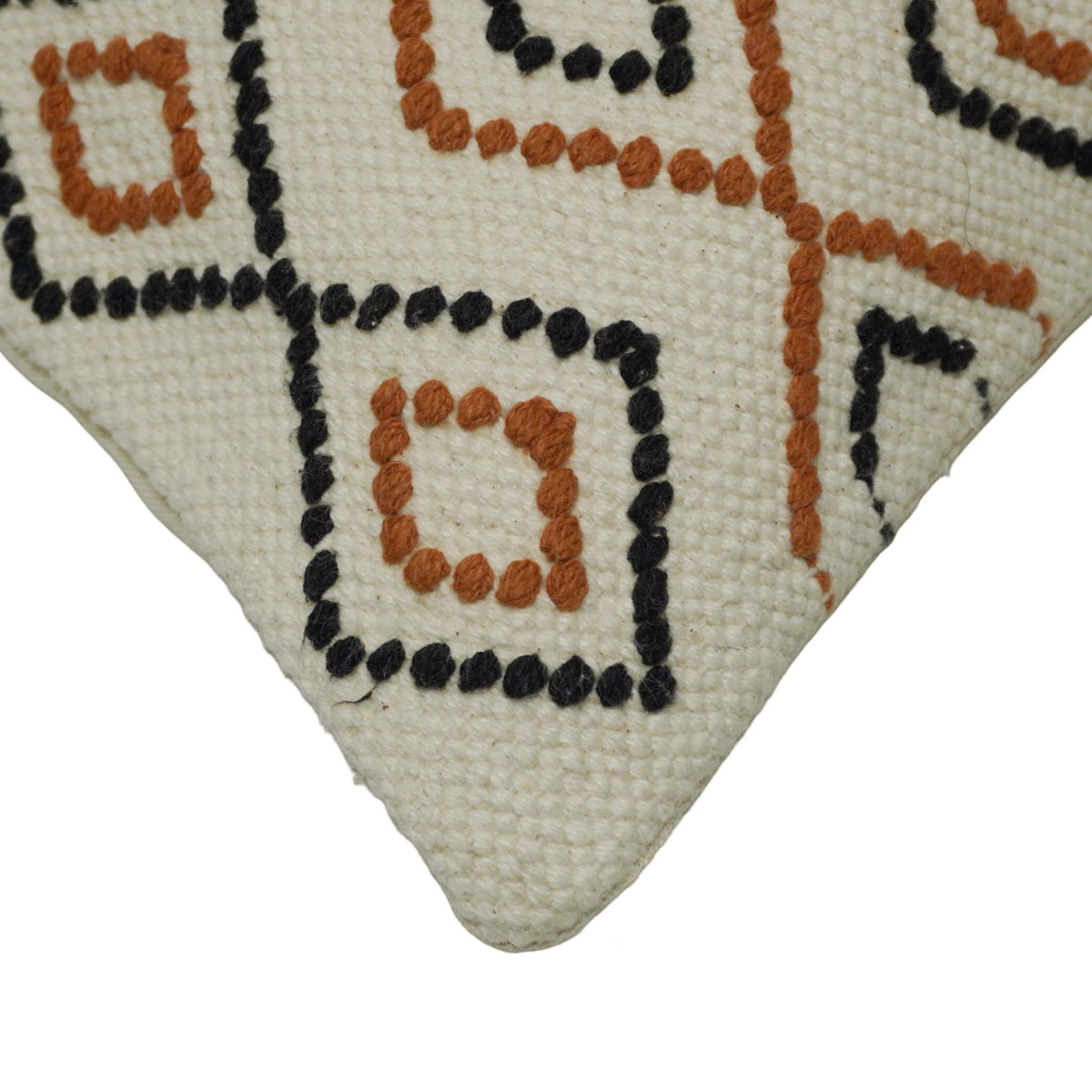 Handwoven Cotton Cushion Cover 45x45 cm | Geometric Diamond Pattern | Decorative Throw Pillow Cover | Boho Modern Sofa Cushion Cover | Hidden Zipper