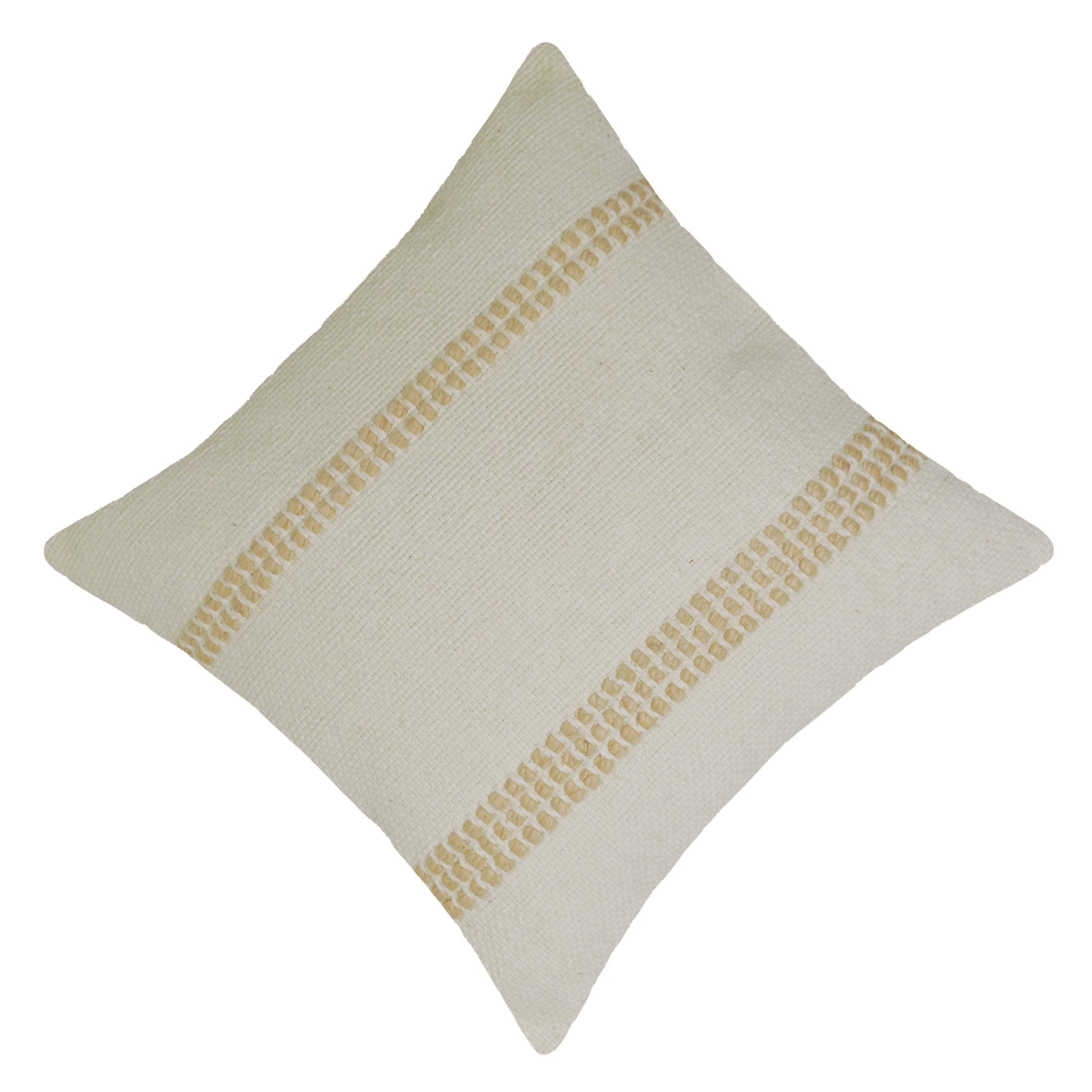 Handwoven Textured Cushion Cover – Cream & Ivory, 45 x 45 cm (18 x 18 Inches)