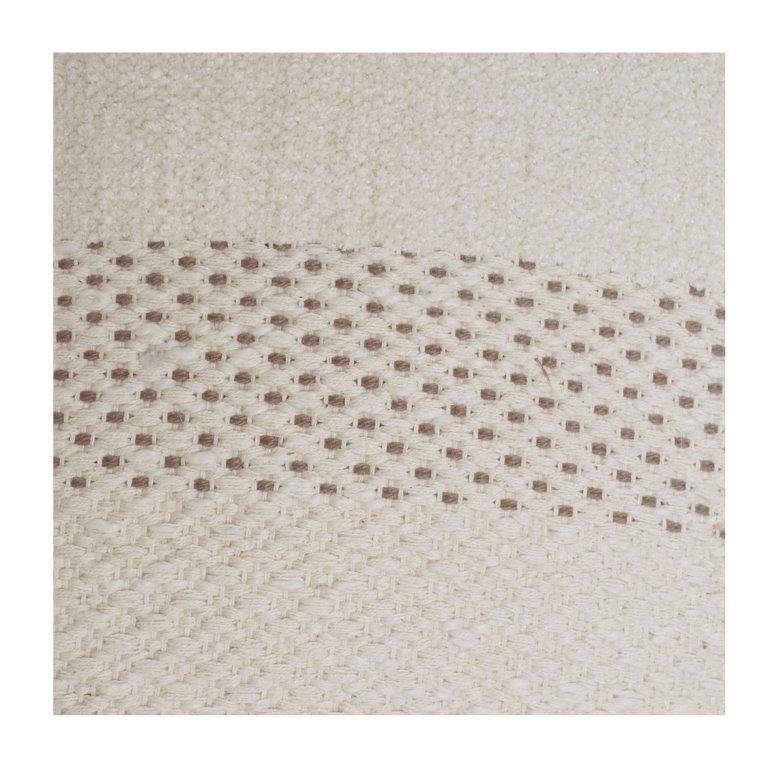 Handwoven Cotton Cushion Cover with Textured Stripes | Neutral Beige & Brown Geometric Design | 18x18 Inch - Bulk manufacturer & supplier from Panipat, India