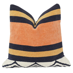 Textured Cotton Cushion Cover – Modern Striped Design in Rust, Mustard & Black | 18x18 Inch Decorative Pillow Cover