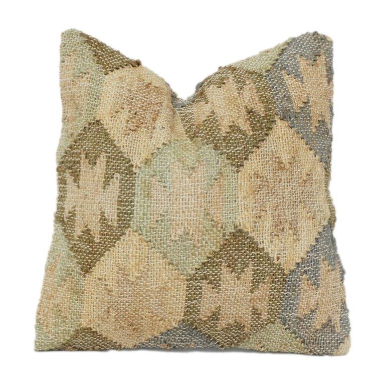 Handwoven Jute Cushion Cover with Textured Geometric Pattern | Natural Rustic Decorative Pillow Cover | 18x18 Inch - Bulk manufacturer & supplier from Panipat, India
