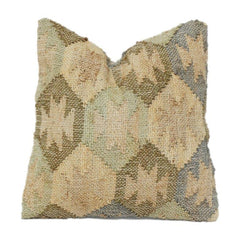 Handwoven Jute Cushion Cover with Textured Geometric Pattern | Natural Rustic Decorative Pillow Cover | 18x18 Inch