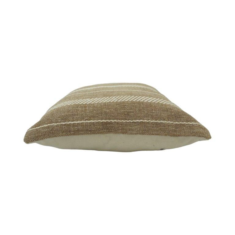 Handwoven Striped Cotton Cushion Cover | Beige Boho Throw Pillow Cover | 45x45 cm - Bulk manufacturer & supplier from Panipat, India