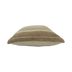 Handwoven Striped Cotton Cushion Cover | Beige Boho Throw Pillow Cover | 45x45 cm