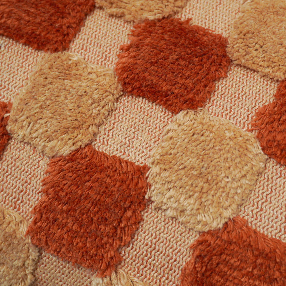 Rust and beige checkered handwoven tufted cushion cover 40x60 cm