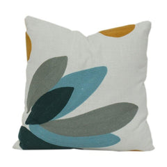 Embroidered Abstract Floral Cotton Cushion Cover 45x45 cm | Modern Decorative Throw Pillow Cover with Hidden Zip