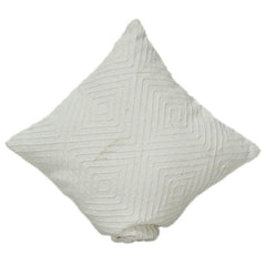 Handmade Cotton Cushion Cover 45x45 cm | Textured Geometric Tufted Design | Off-White Minimal Décor Pillow